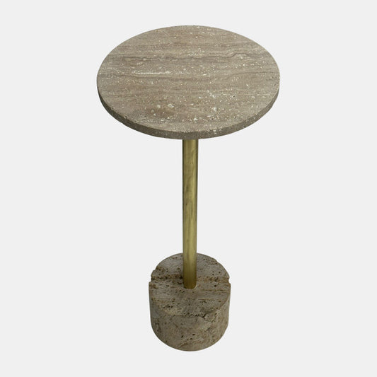 Marble Accent Table, White/gold Kd 26"