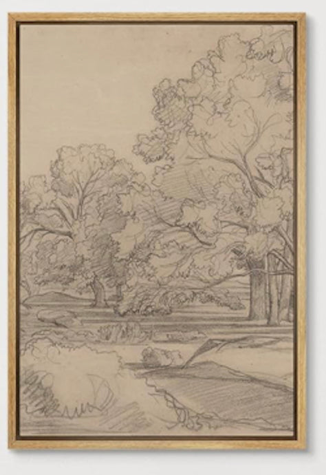 Vintage Forest Tree Sketch III Art 24"x36"