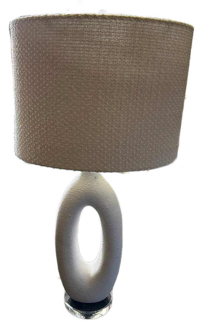 White Ceramic Cut Out Lamp with Textured Shade