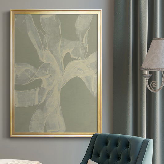 White Ribbon On Celadon II Canvas Art 36.5"x26.5"