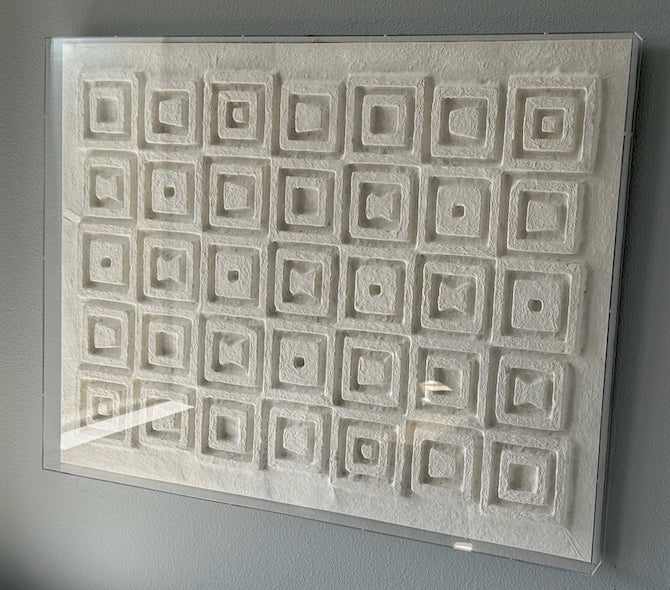 White Square Art in Lucite Frame
