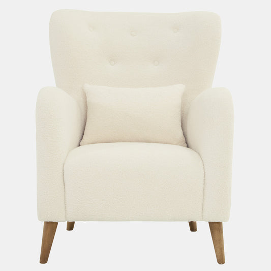 Winged Arm Chair, Ivory KD and Wood 42"