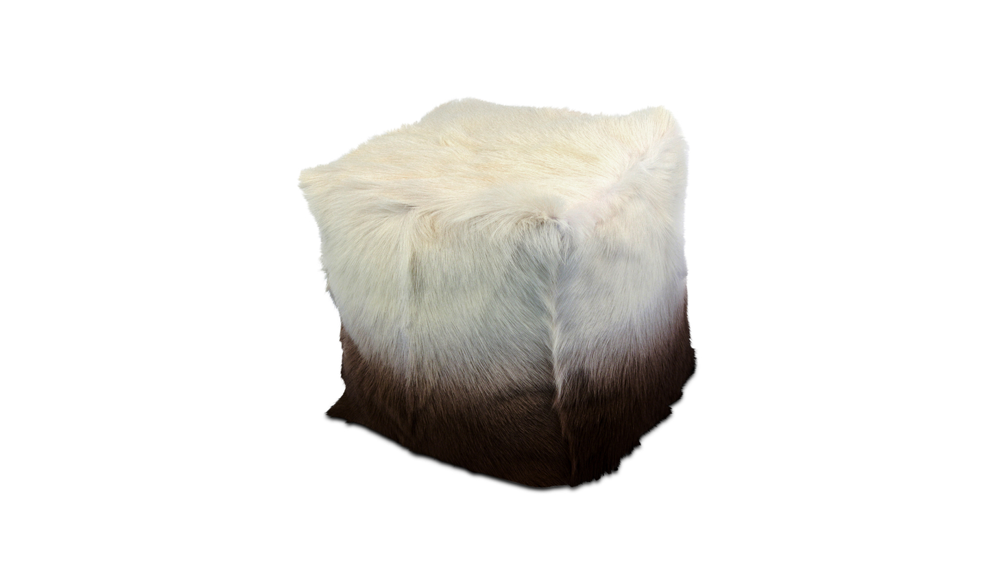 GOAT FUR POUF CAPPUCCINO OMBRE 16"
