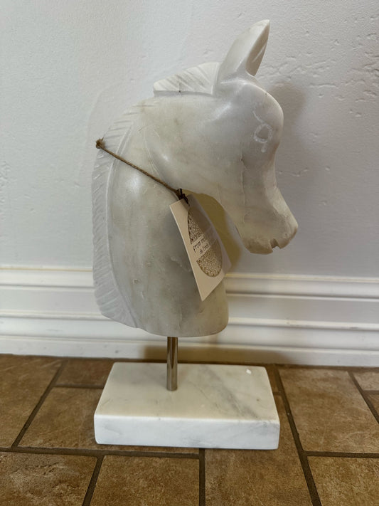 White Horse Head on Stand Decor