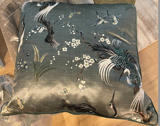 Blue Pillow with Birds