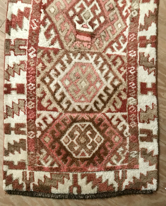 Brown/Pink Vintage Turkish Runner 3 x 12