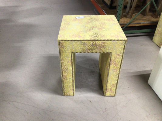 Upholstered Accent Table w/ Glass Top Puzzler Gen Z Yellow