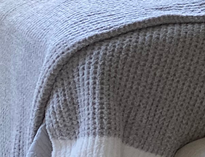 Grey and Cream Waffle Weave Chenille Throw
