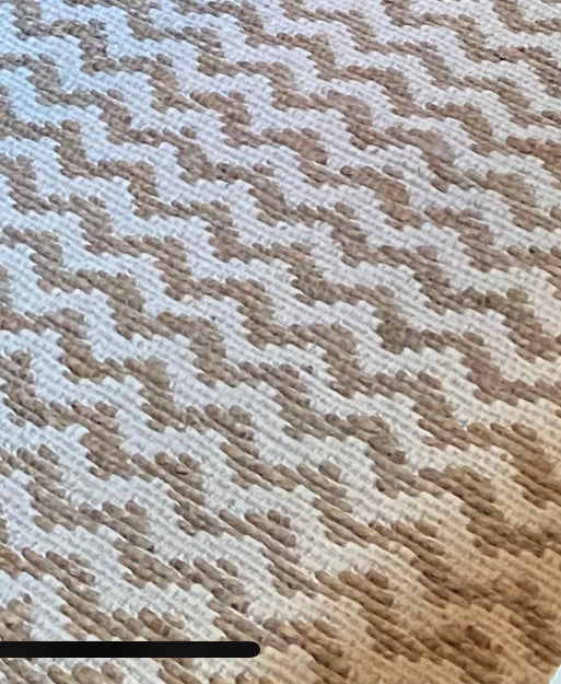 Tan and Natural Chevron Accent Rug
