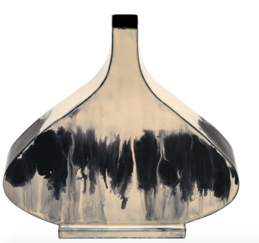 Blue and White Metal Vase Small