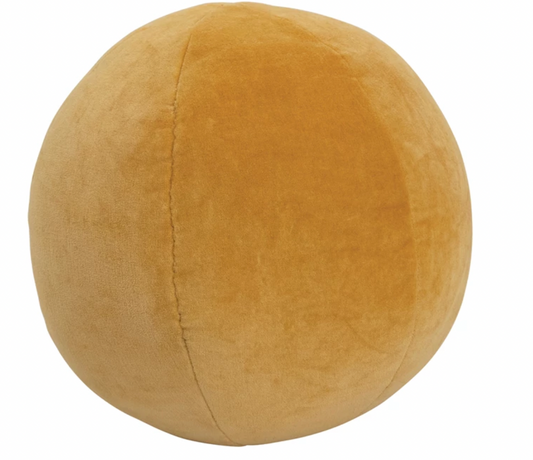 Cotton Velvet Orb Pillow Mustard