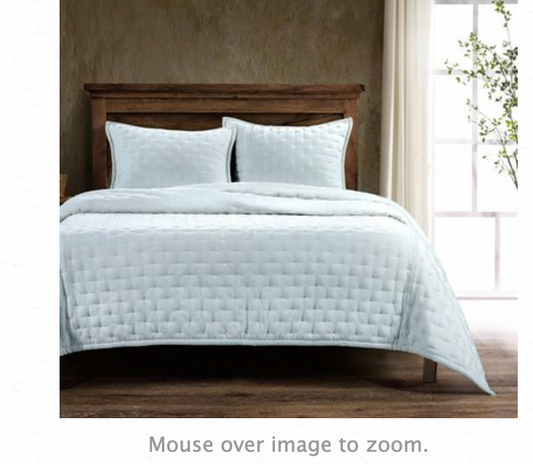 Stella Silk Velvet Quilt Set Queen Icy Blue