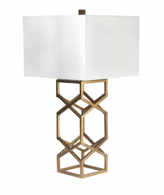 Metal 28" X-Design Table Lamp Gold