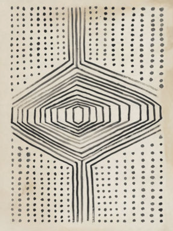 40"x53" Tribal Pattern III w/ Classic Gold Keystone Frame Art