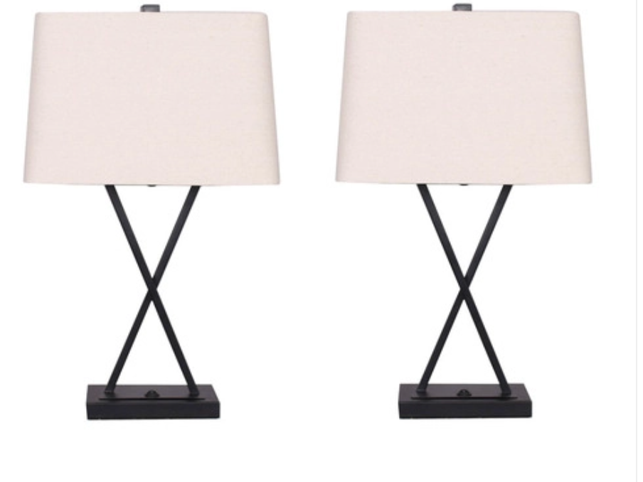 Metal 28" X Bar Accent Table Lamp Black