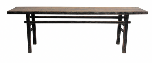 Vintage Console Table Black Lacquer 95"