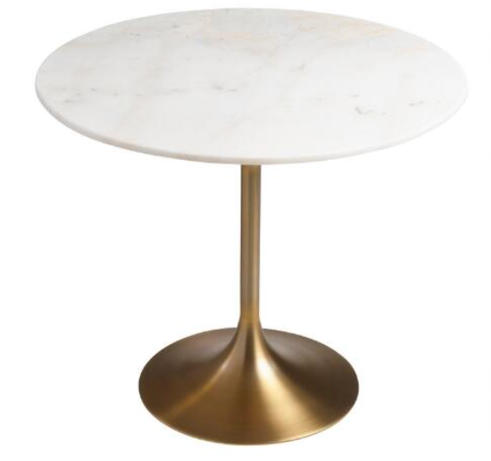 Leilani White Marble Top and Gold Tulip Dining Table