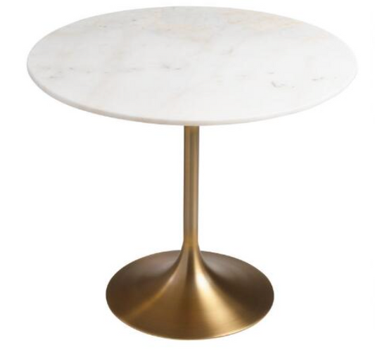 Leilani White Marble Top and Gold Tulip Dining Table