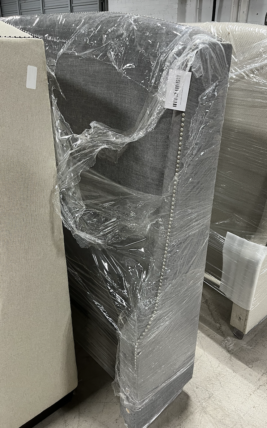 Upholstered King Headboard Myra Graphite Chrome