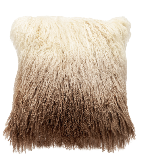 Tibetan Lamb Pillow Cream Ombre 26x26