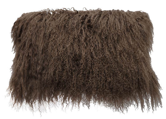 Tibetan Lamb Pillow Pewter Lumbar 12x20