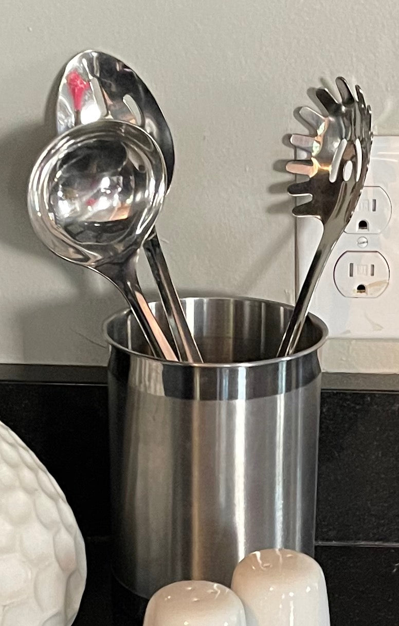 Stainless Steel Utensil Holder with Kitchen Utensils