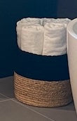 Wicker and Black Towel Basket