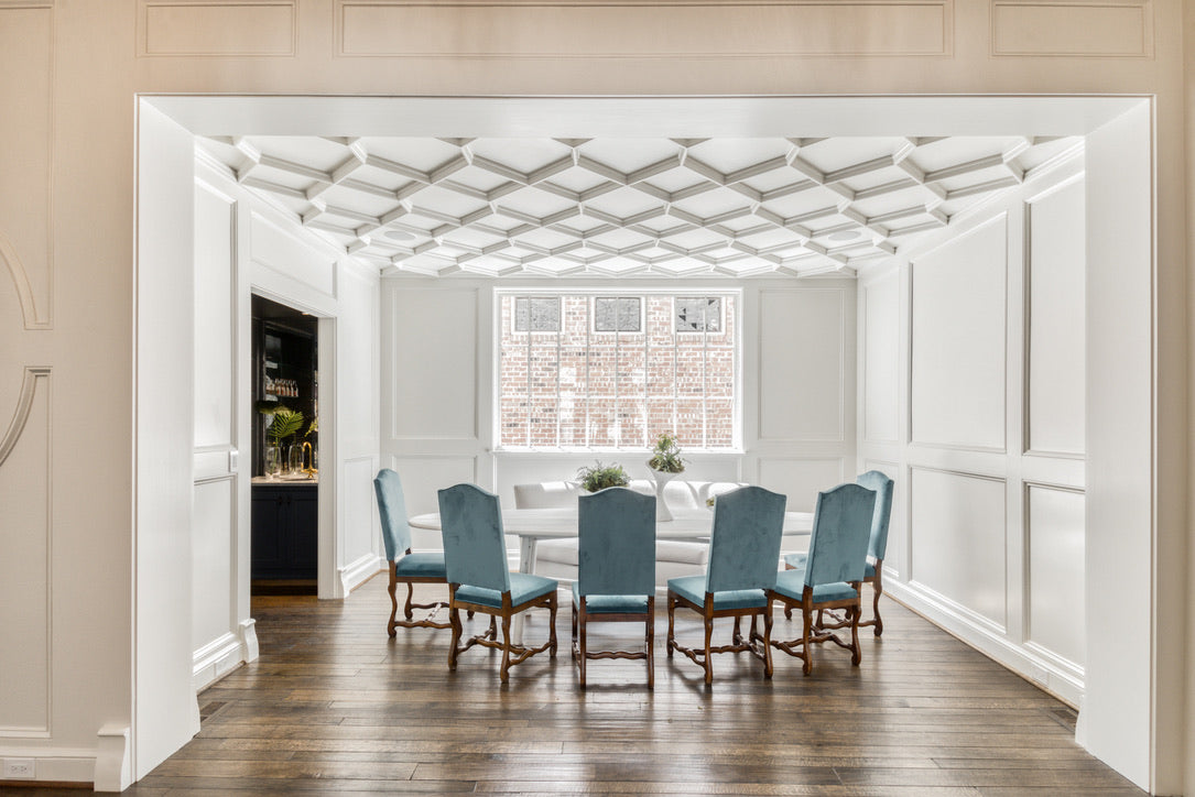 Mutton Leg Antique Dining Chair in Blue Velvet