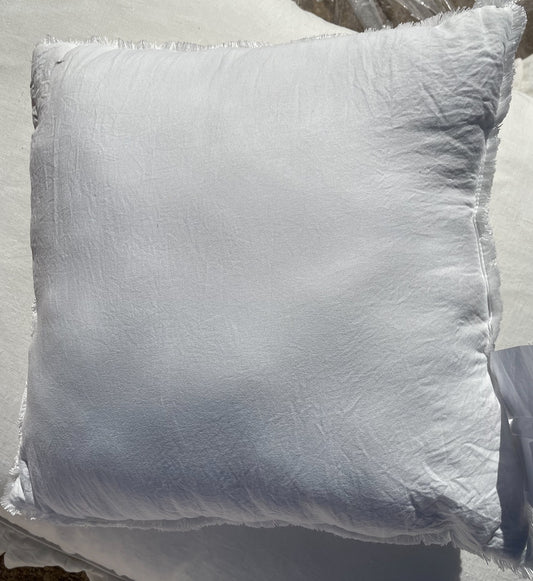 White Square Pillow with Fringe Border Insert