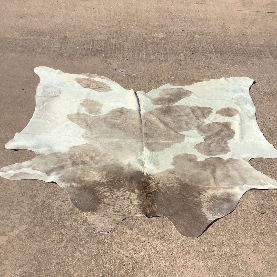 Large Taupe and White Cowhide
