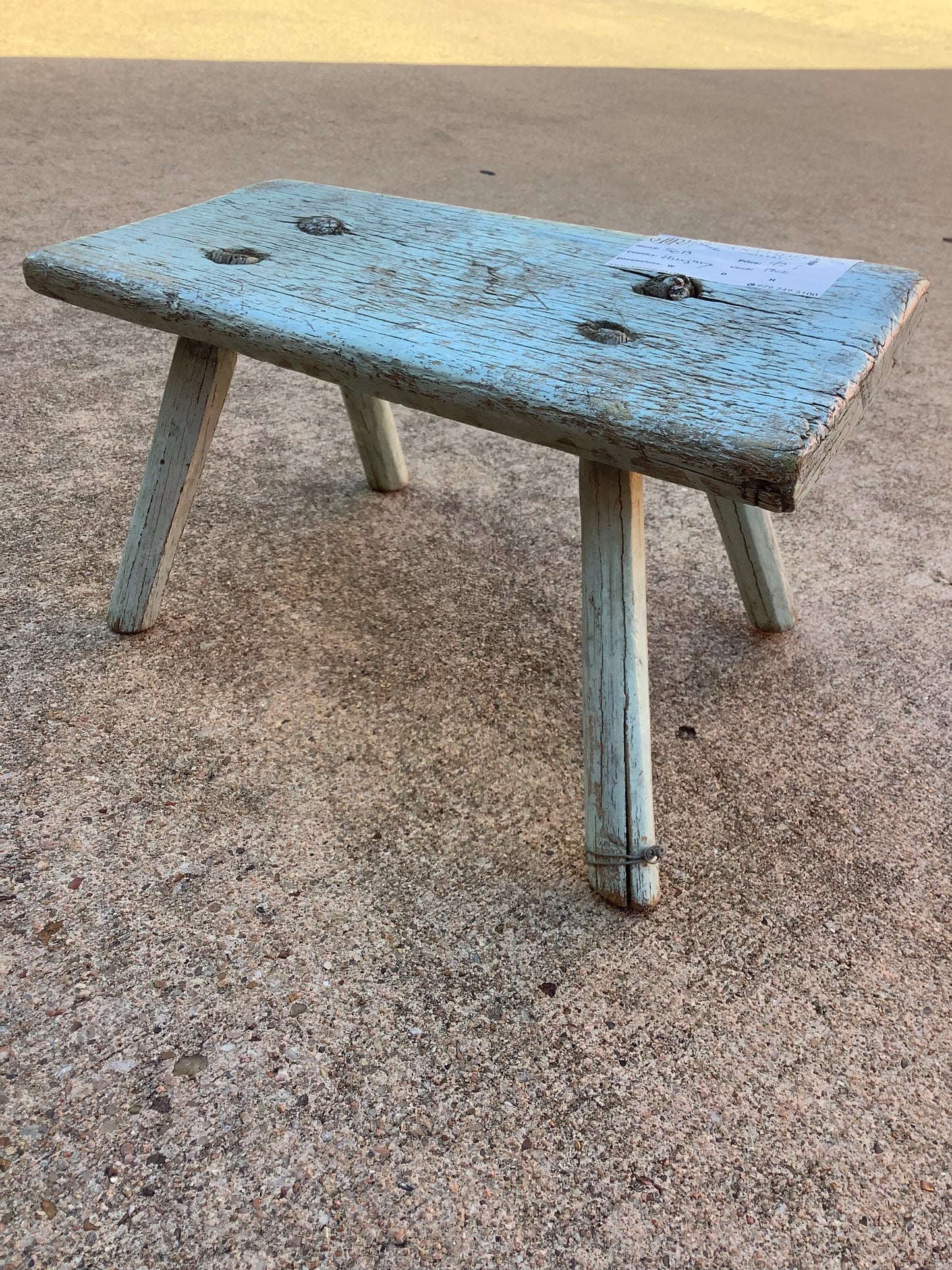 Green Vintage Wood Stool